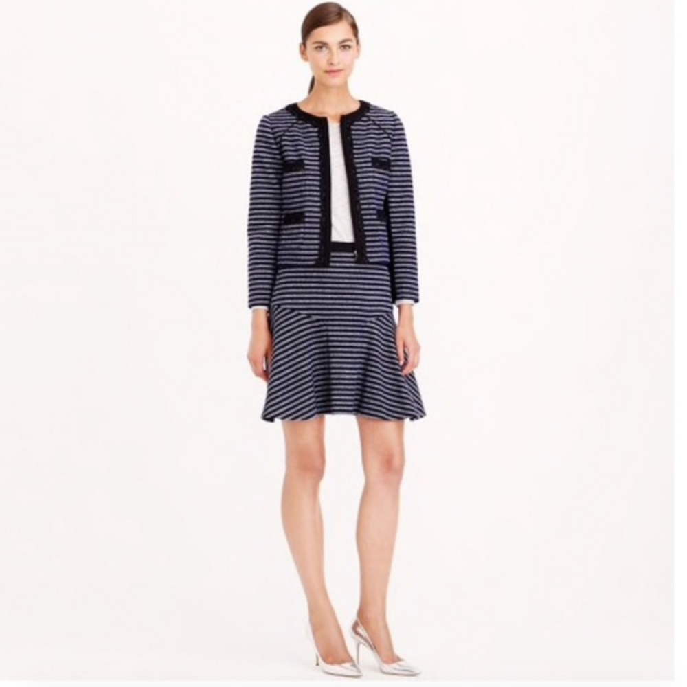J. Crew Navy and White Striped A-Line Skirt